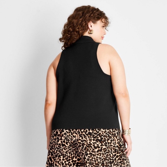 Nwt Women's Sweater Polo Tank Top - Future Collective with Jenee Naylor Black - Picture 3 of 6
